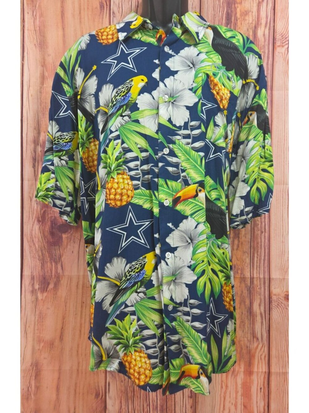 NFL Team Apparel Dallas Cowboys Hawaiian Shirt 2XL Tropical Print